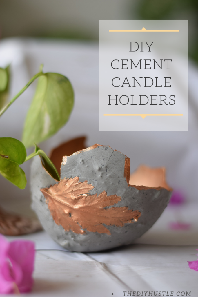 leaf embossed cement candle holders