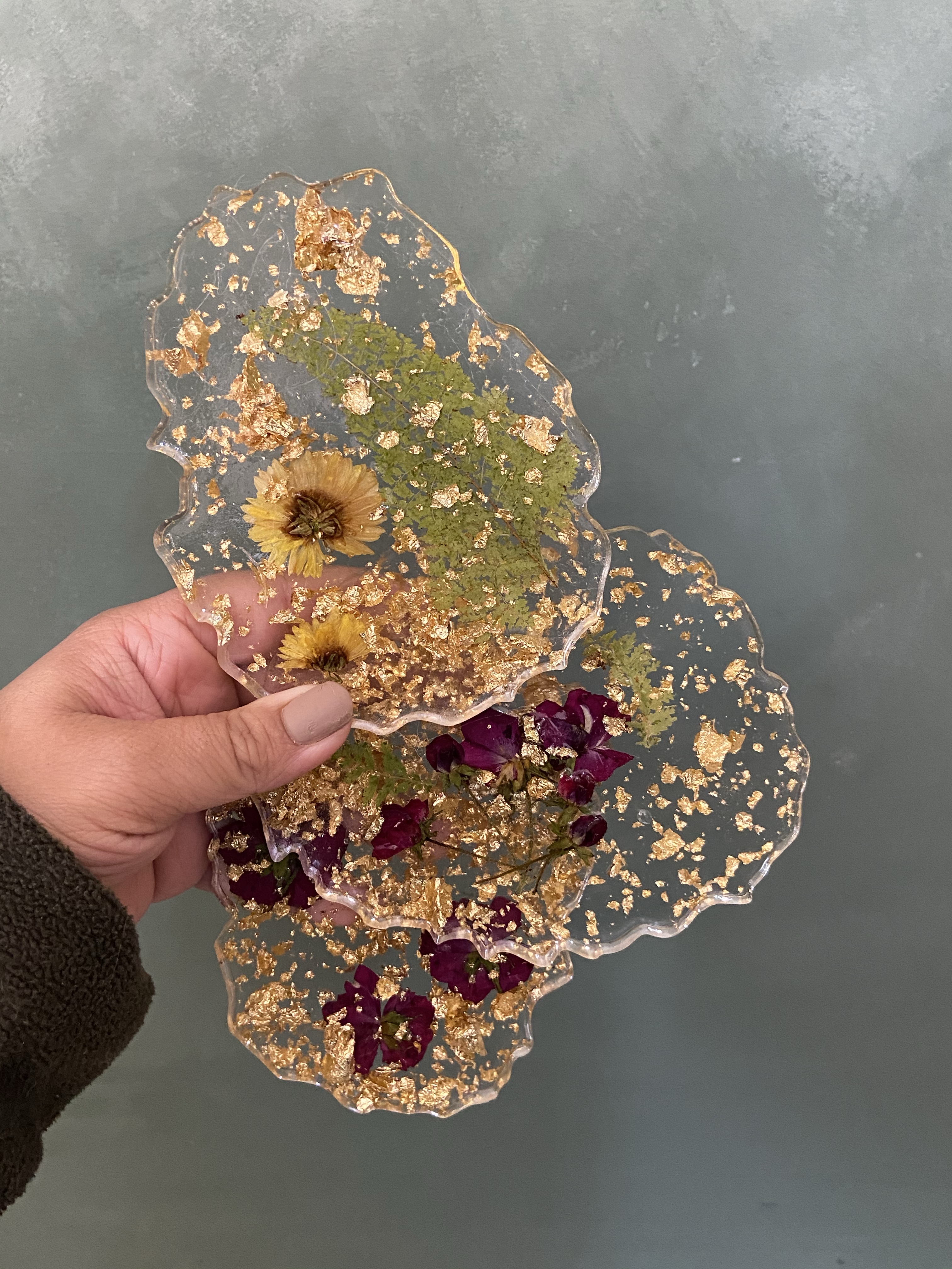 flower pressed resin coasters 